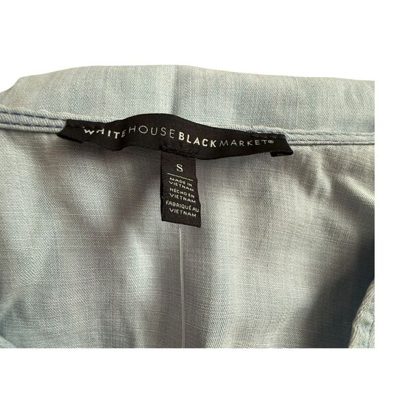 White House Black Market Lace-Up Light Denim V-Neck - Women's Size Small NWT - Picture 5 of 6